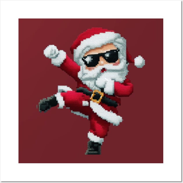 Christmas Santa Popstar embroidery style 26 Wall Art by fadinstitute